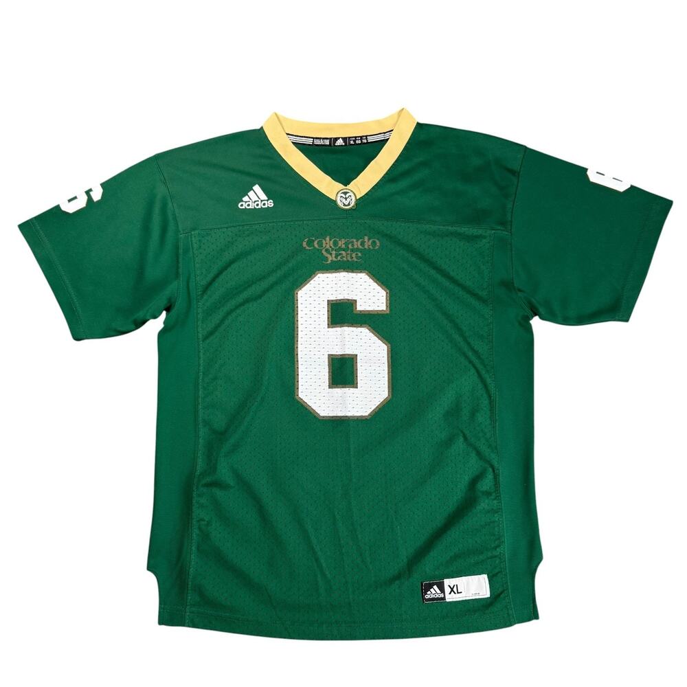 Colorado State Rams Adidas Football Football Jersey #6 XL Green Gold Polyester